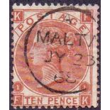 GREAT BRITAIN STAMPS : 1867 10d Red Brown,