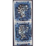 STAMPS : 1840 Two Penny Blue Plate 1 (RL-SL) 2d Steel Blue,