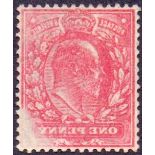 GREAT BRITAIN STAMPS : 1902 1d Scarlet lightly mounted mint, 90% off-set, unusual.