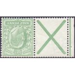 GREAT BRITAIN STAMPS : 1902 1/2d Yellow Green St Andrews Cross unmounted mint pair,