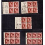 GREAT BRITAIN STAMPS : Booklet panes including 3 x advert panes 1 12d Cat £85 each.