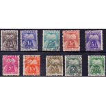 STAMPS : 1946 Postage due used set to 100f SG FD143-FD152 Cat £325