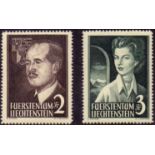 LIECHTENSTEIN STAMPS : 1955 unmounted mint 2f and 3f SG 330-1 Cat £340