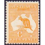 AUSTRALIA STAMPS : 1913 4d Orange a fine mounted mint example SG 6