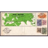 AIRMAIL POSTAL HISTORY : CHINA, 1936 Canton to Europe via Hanoi illustrated flight cover.