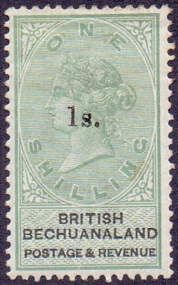 STAMPS : 1888 1/- green mounted mint SG 28 Cat £250