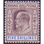 BAHAMAS STAMPS : 1902 5/- Dull Purple and Blue.