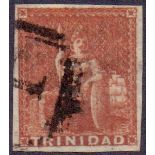 TRINIDAD STAMPS : 1855 1d Brick Red.