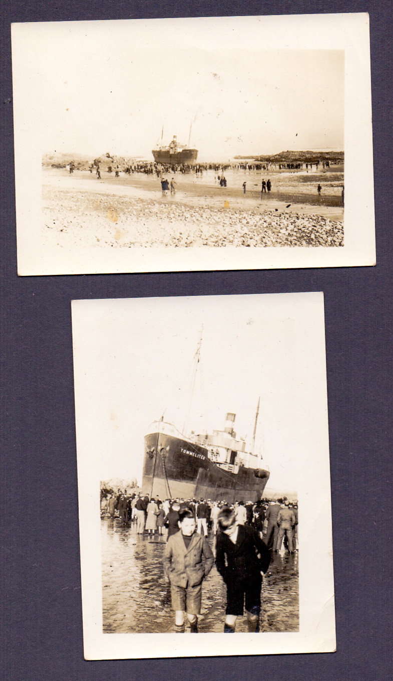 GUERNSEY, two photos of the wreck Tommeliten at St.Sampson 1938.