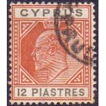 CYPRUS STAMPS : 1902 12pi Chestnut and Black,