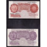 BANKNOTES : 1940-48 10/- Mauve and 1955-61 10/- Red Brown,