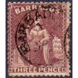 BARBADOS STAMPS : 1873 3d Brown Purple.