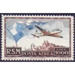 SAN MARINO STAMPS : 1951 1000 lira Airmail unmounted mint SG 423 Cat £900