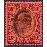 SOUTH AFRICA STAMPS : Transvaal 1902 10/- Black Purple and Red,