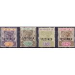 SEYCHELLES STAMPS : 1893 3c to 45c over printed Specimen set.