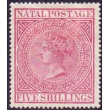 SOUTH AFRICA STAMPS : Natal 1874 5/- Carmine,