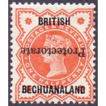 BECHUANALAND STAMPS : 1890 1/d Vermilion overprinted with INVERTED PROTECTORATE,