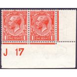 GREAT BRITAIN STAMPS : GV 1912 1d Scarlet Vermilion,