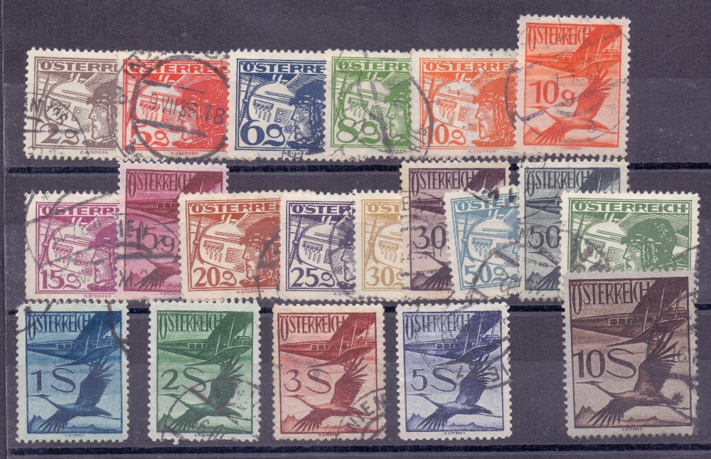 AUSTRIA STAMPS : 1925 used set of 20 to 10/-,