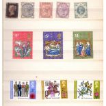 GREAT BRITAIN STAMPS : Small stockbook of mainly commemoratives plus a few covers but also a Penny