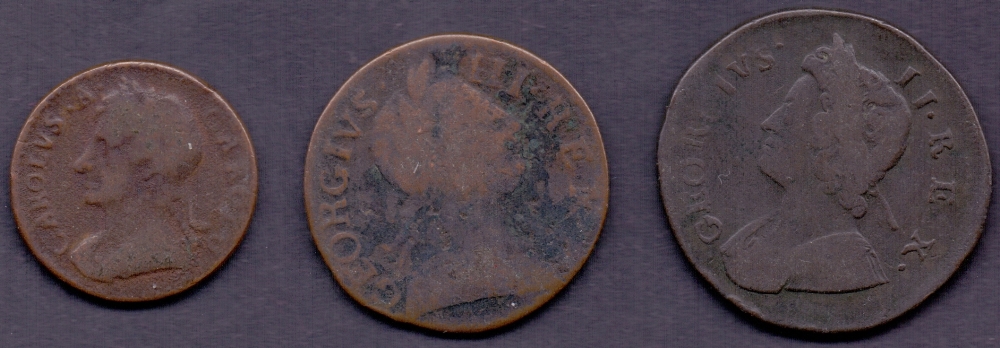 COINS : Pre Queen Victoria coins , George II Penny, George III half Penny,
