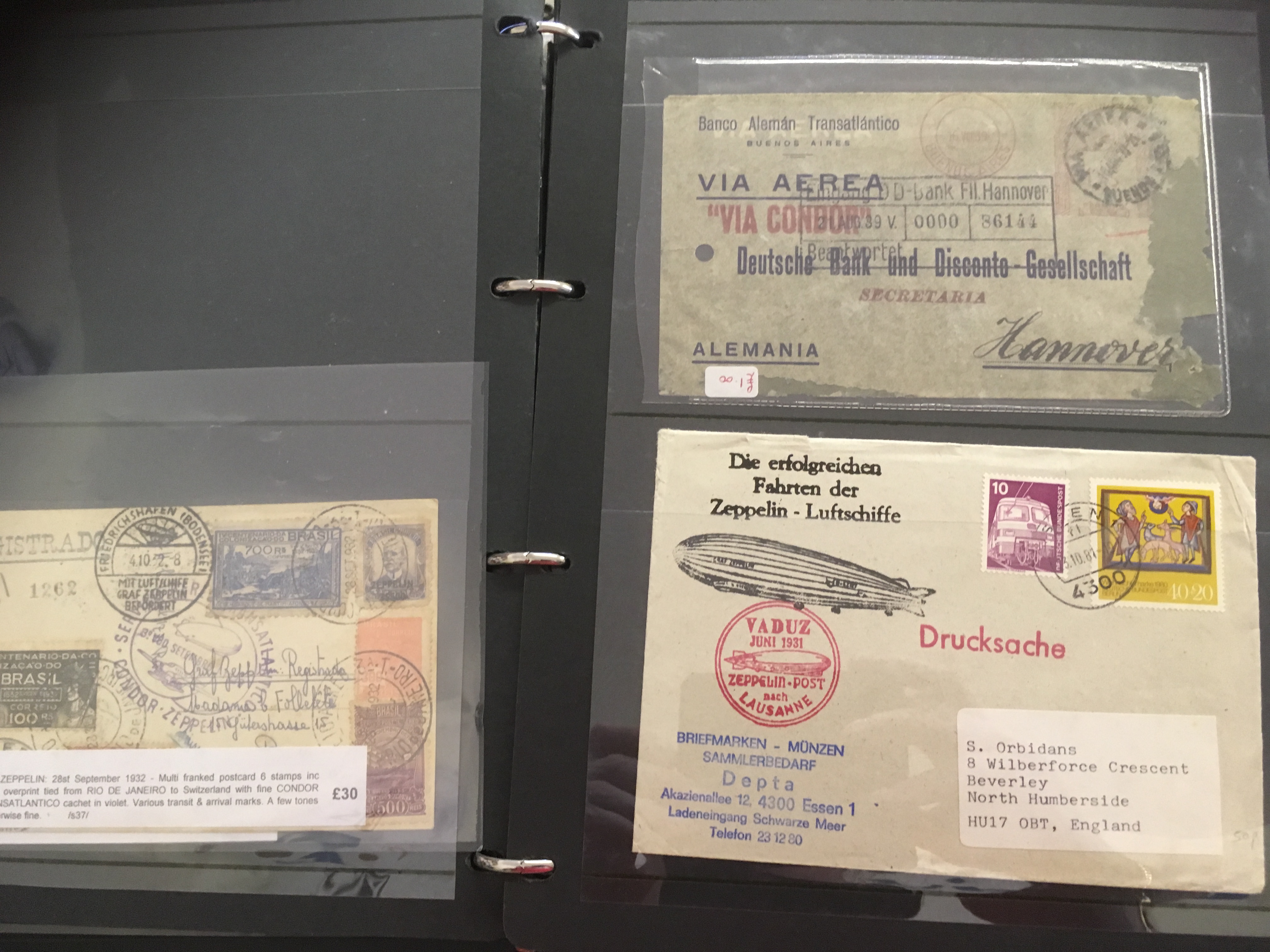 STAMPS AIRMAIL POSTAL HISTORY : Collection in album including various Graf Zeppelin flight covers, - Image 6 of 6