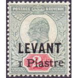 BRITISH LEVANT STAMPS : 1906 1pi on 2d Grey Green and Carmine.