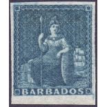 BARBADOS STAMPS : 1855 1d Deep Blue ,