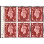 GREAT BRITAIN STAMPS : GVI 1939 1 1/2d booklet pane cyl G38,