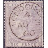 GRETA BRITAIN STAMPS : 1856 Six Pence Pale Lilac.