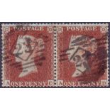 GREAT BRITAIN STAMPS : 1854 Penny Red C1 plate R2 (AC-AD) very fine used pair.