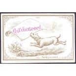 STAMPS POSTAL HISTORY : Netherlands 1883 used postcard depicting a scene of a dog bounding along