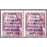 SPAIN STAMPS : 1950 50c over printed Visita De Caudillo unmounted mint pair.