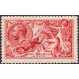 GRETA BRITAIN STAMPS : GV 1915 5/- Bright Carmine DLR,