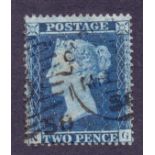 GREAT BRITAIN STAMPS : 1858 2d Blue plate 6 large crown watermark perf 16 SG 36a very fine used