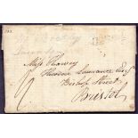 GREAT BRITAIN POSTAL HISTORY : 1817 entire from Jersey to Bristol, the wrapper is a long letter,