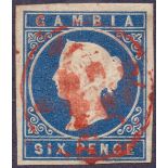 GAMBIA STAMPS : 1869 6d Blue,