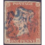 GREAT BRITAIN STAMPS : 1841 Penny Red (EH) plate 20,