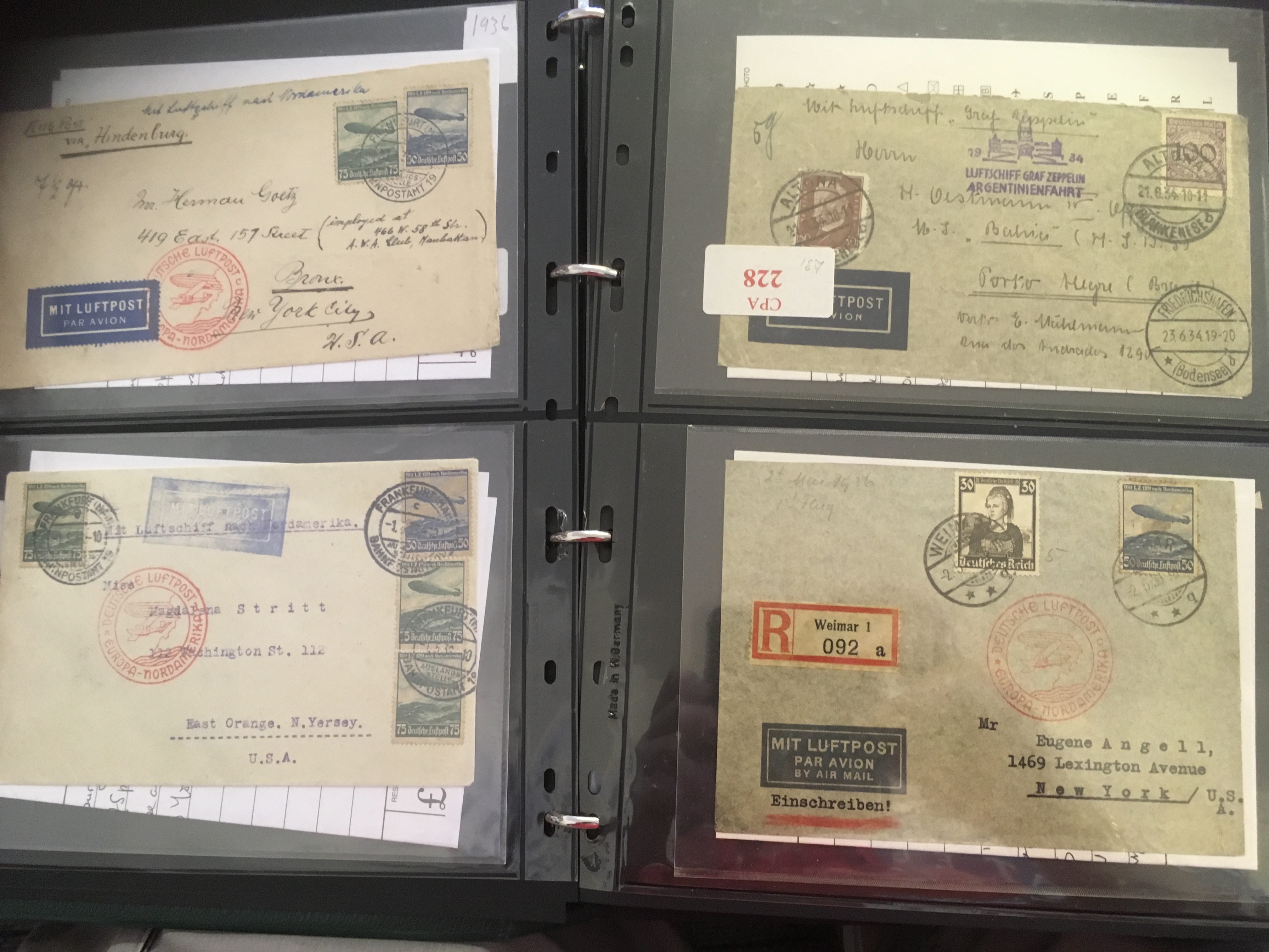 STAMPS AIRMAIL POSTAL HISTORY : Collection in album including various Graf Zeppelin flight covers, - Image 5 of 6