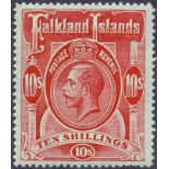 FALKLANDS STAMPS : 1912 10/- Red and Green,