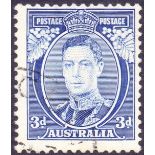 AUSTRALIA STAMPS : 1937 3d Blue "White Wattles" fine used from first printing.