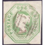 GREAT BRITAIN STAMPS : 1847 One Shilling pale green embossed,
