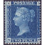 GREAT BRITAIN STAMPS : 1869 Two Penny Blue plate 15 (NK) lightly mounted mint SG 47