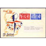 FIRST DAY COVERS : 1951 Festival of Britian illustrated first day cover,