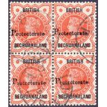 BECHUANALAND STAMPS : 1888 1/2d vermilion fine used block of four SG 40