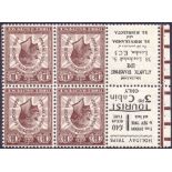 GREAT BRITAIN STAMPS : GV 1929 PUC 1 1/2d advertising booklet pane, inverted watermark,