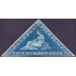 STAMPS : Cape of Good Hope 1855 4d Blue on white paper,