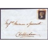 GREAT BRITAIN POSTAL HISTORY : Plate 8 (BA) Four margin example tied to entire wrapper from London