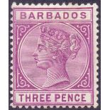 BARBADO STAMPS : 1885 3d Deep Purple,