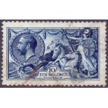 GREAT BRITAIN STAMPS : GV 1913 10/- Indigo Blue, Waterlow. Good used example , great colour.